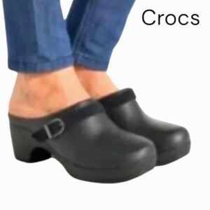 Crocs Sarah Platform High Heel Clog Rubber Slip On Boho Dress Shoe Black Women 8